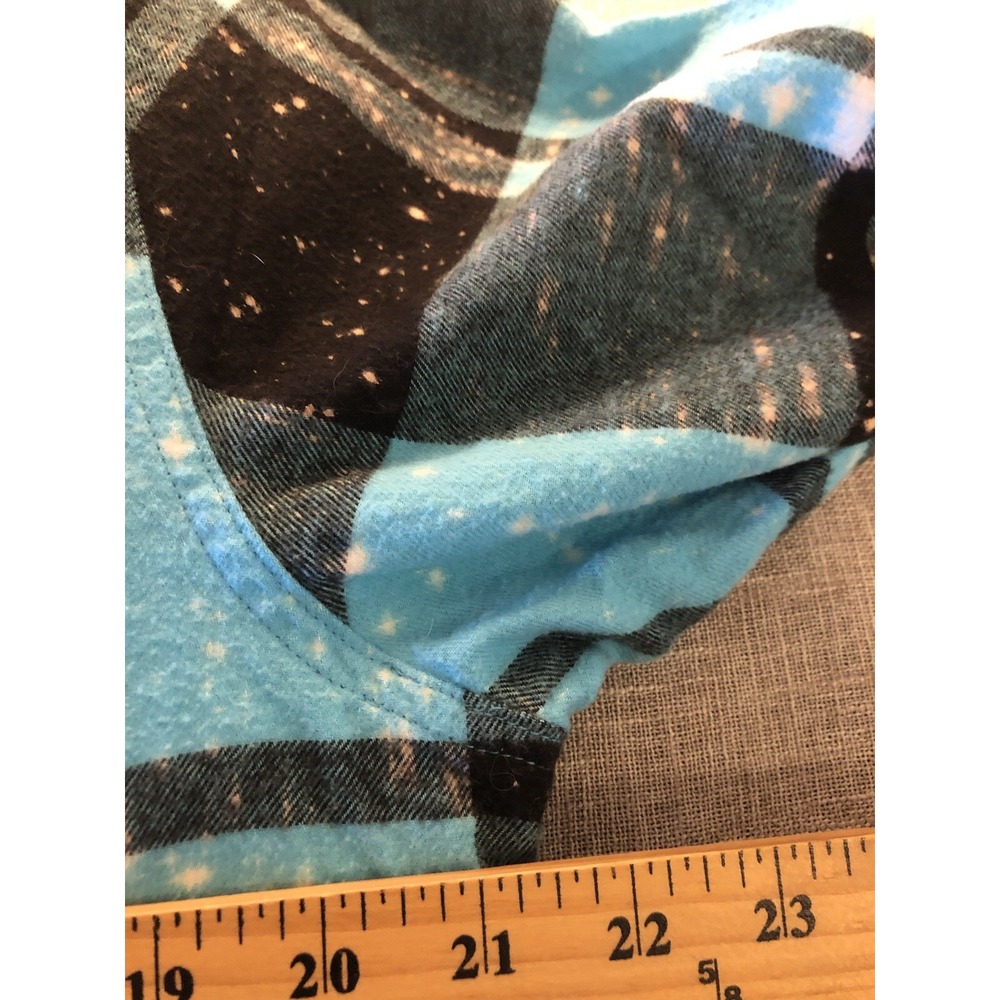 Angry Minnow Shirt Mens Large Blue Check Flannel Unicorn Stab People Graphic - Picture 5 of 7